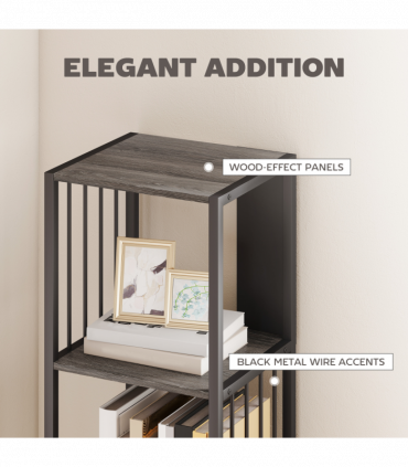 HOMCOM 5-Tier Bookshelf, Freestanding Display Storage Unit, Grey