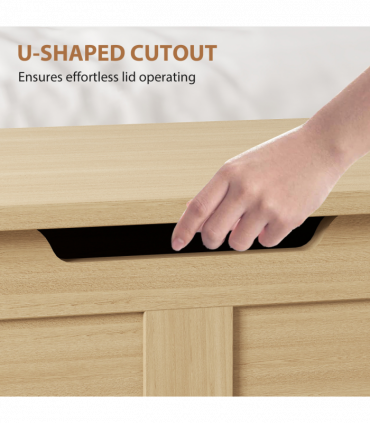 HOMCOM Storage Trunk with 2 Safety Hinges, 80cm, Natural Wood Finish