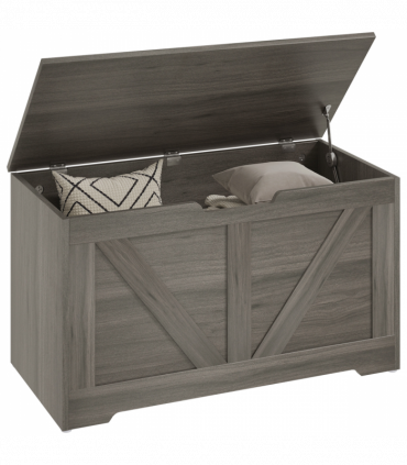 HOMCOM Storage Trunk with 2 Safety Hinges, 80cm, Charcoal Grey