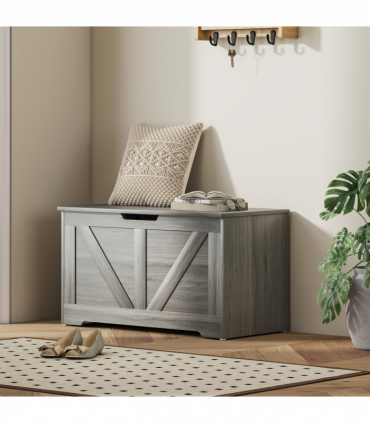 HOMCOM Storage Trunk with 2 Safety Hinges, 80cm, Charcoal Grey