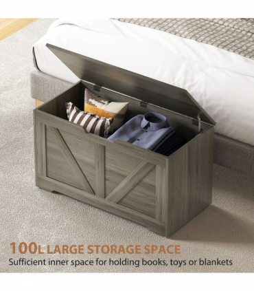 HOMCOM Storage Trunk with 2 Safety Hinges, 80cm, Charcoal Grey