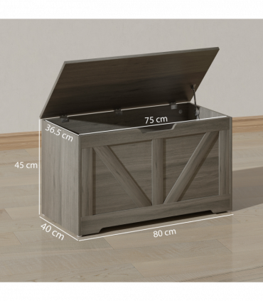 HOMCOM Storage Trunk with 2 Safety Hinges, 80cm, Charcoal Grey