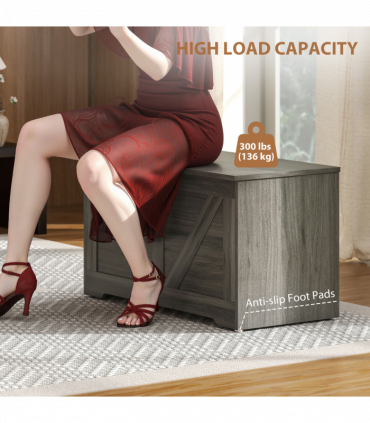 HOMCOM Storage Trunk with 2 Safety Hinges, 80cm, Charcoal Grey