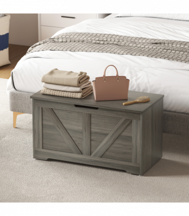 HOMCOM Storage Trunk with 2 Safety Hinges, 80cm, Charcoal Grey