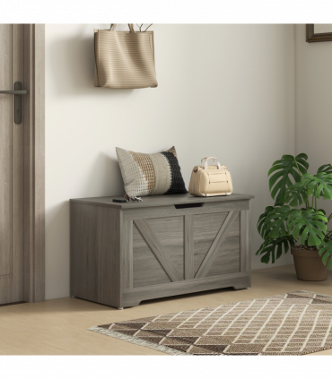 HOMCOM Storage Trunk with 2 Safety Hinges, 80cm, Charcoal Grey