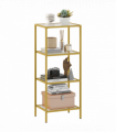 HOMCOM 4-Tier Shelving Unit Modern Glass Shelf Bookshelf for Home Gold Tone