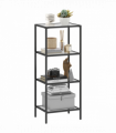 HOMCOM 4-Tier Shelving Unit Modern Glass Shelf Bookshelf for Home Black