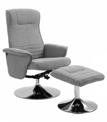 HOMCOM Upholstered Swivel Recliner Armchair with Ottoman, Grey