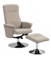 HOMCOM Upholstered Swivel Recliner Armchair with Ottoman, Beige