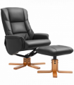 HOMCOM Recliner Armchair with Wood Base, Upholstered Reclining Chair, Black