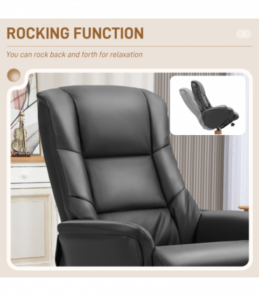 HOMCOM Recliner Armchair with Wood Base, Upholstered Reclining Chair, Black