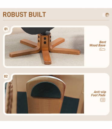 HOMCOM Recliner Armchair with Wood Base, Upholstered Reclining Chair, Black