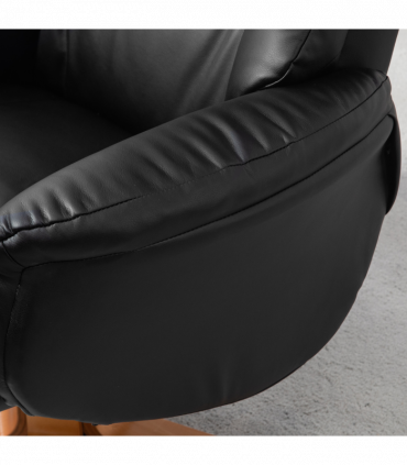 HOMCOM Recliner Armchair with Wood Base, Upholstered Reclining Chair, Black