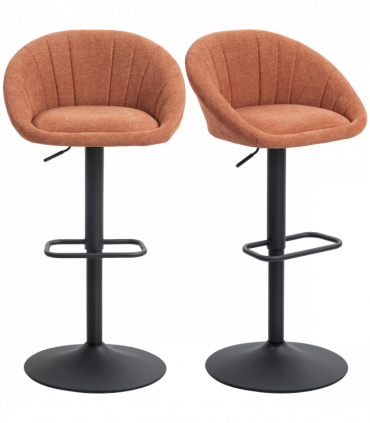 HOMCOM Swivel Bar Stools Set of 2 Height Adjustable Bar Chairs Orange