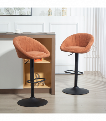 HOMCOM Swivel Bar Stools Set of 2 Height Adjustable Bar Chairs Orange