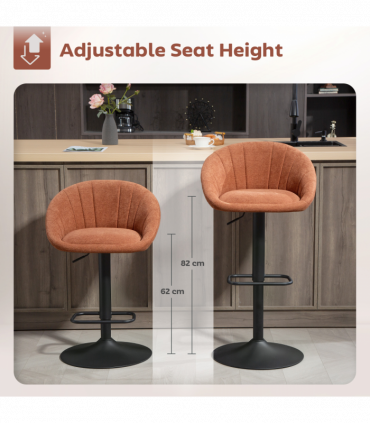 HOMCOM Swivel Bar Stools Set of 2 Height Adjustable Bar Chairs Orange
