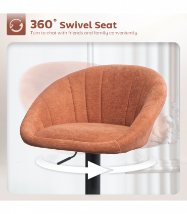 HOMCOM Swivel Bar Stools Set of 2 Height Adjustable Bar Chairs Orange