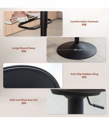 HOMCOM Swivel Bar Stools Set of 2 Height Adjustable Bar Chairs Orange