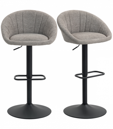 HOMCOM Swivel Bar Stools Set of 2 Height Adjustable Bar Chairs Grey