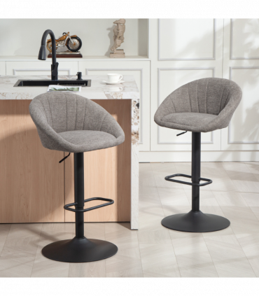 HOMCOM Swivel Bar Stools Set of 2 Height Adjustable Bar Chairs Grey