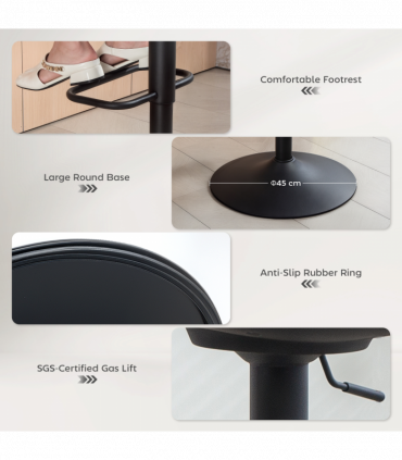 HOMCOM Swivel Bar Stools Set of 2 Height Adjustable Bar Chairs Grey