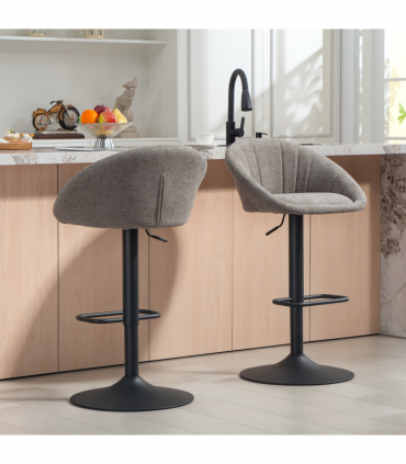 HOMCOM Swivel Bar Stools Set of 2 Height Adjustable Bar Chairs Grey