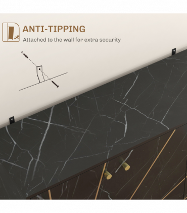 HOMCOM Sideboard Storage Cupboard with Metal Legs for Living Room, Black