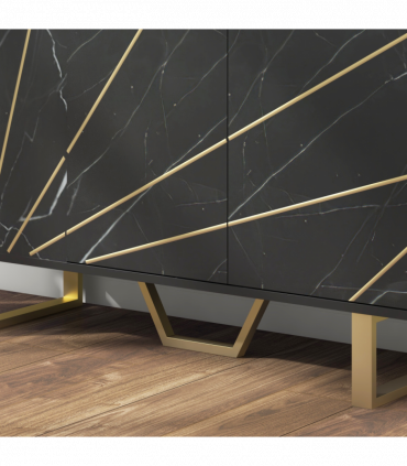 HOMCOM Sideboard Storage Cupboard with Metal Legs for Living Room, Black