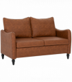 HOMCOM Two-Seater Sofa, Modern Small Sofa with Solid Wood Legs, Brown