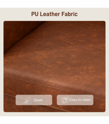 HOMCOM Two-Seater Sofa, Modern Small Sofa with Solid Wood Legs, Brown