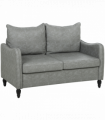 HOMCOM Two-Seater Sofa, Modern Small Sofa with Solid Wood Legs, Grey