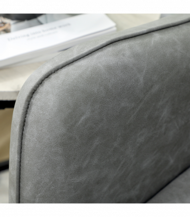 HOMCOM Two-Seater Sofa, Modern Small Sofa with Solid Wood Legs, Grey