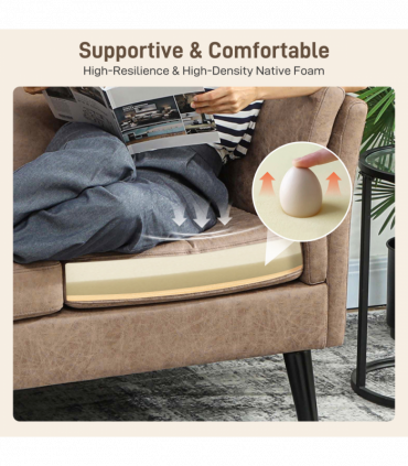 HOMCOM Small Sofa, Loveseat Sofa for Bedroom, Home Office, Light Brown