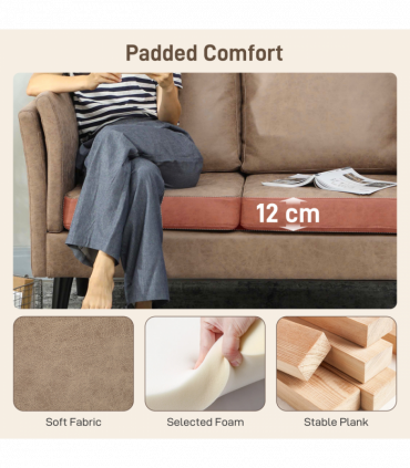 HOMCOM Small Sofa, Loveseat Sofa for Bedroom, Home Office, Light Brown