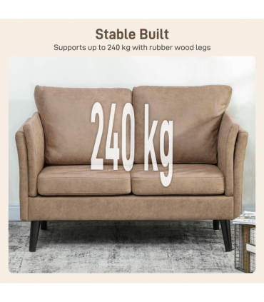 HOMCOM Small Sofa, Loveseat Sofa for Bedroom, Home Office, Light Brown