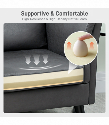 HOMCOM Small Sofa, Loveseat Sofa for Bedroom, Home Office, Grey