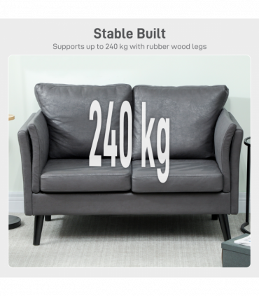 HOMCOM Small Sofa, Loveseat Sofa for Bedroom, Home Office, Grey