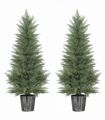 HOMCOM Set of 2 Artificial Cypress Trees with PE Leaves for Indoor Outdoor