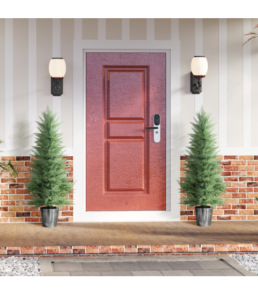 HOMCOM Set of 2 Artificial Cypress Trees with PE Leaves for Indoor Outdoor