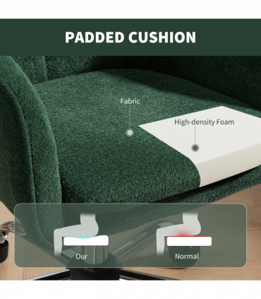 HOMCOM Modern Velvet Office Desk Chair for Bedroom, Living Room, Dark Green