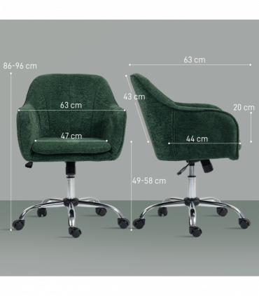 HOMCOM Modern Velvet Office Desk Chair for Bedroom, Living Room, Dark Green