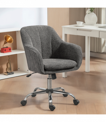 HOMCOM Modern Velvet Office Desk Chair for Bedroom, Living Room, Grey
