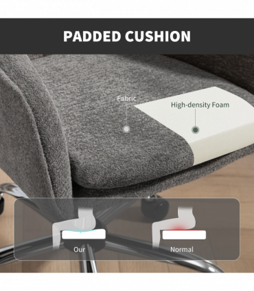 HOMCOM Modern Velvet Office Desk Chair for Bedroom, Living Room, Grey