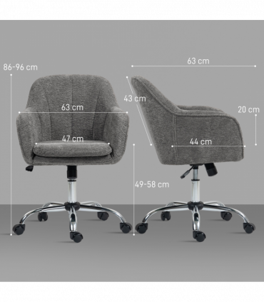 HOMCOM Modern Velvet Office Desk Chair for Bedroom, Living Room, Grey