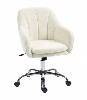 HOMCOM Modern Velvet Office Desk Chair for Bedroom, Living Room, Beige