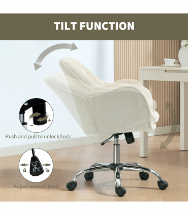 HOMCOM Modern Velvet Office Desk Chair for Bedroom, Living Room, Beige