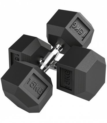 HOMCOM 30KG Rubber Hex Dumbbell Portable Hand Weights for Home Gym