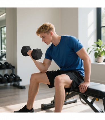 HOMCOM 30KG Rubber Hex Dumbbell Portable Hand Weights for Home Gym