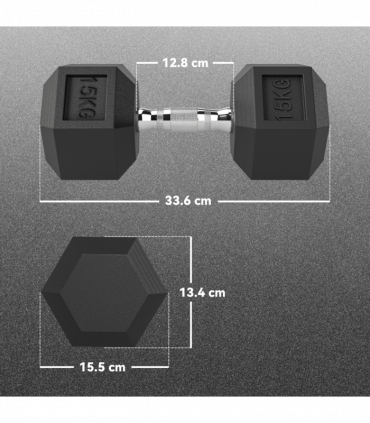 HOMCOM 30KG Rubber Hex Dumbbell Portable Hand Weights for Home Gym