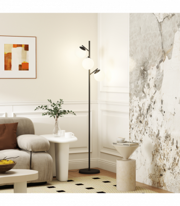 HOMCOM Modern Tree Floor Lamp with 3 Light, for Living Room Bedroom, Black